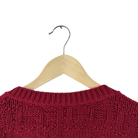 Vintage Alps Medium Button Sweater Cardigan Red Cotton Oversized USA Womens - Picture 9 of 11